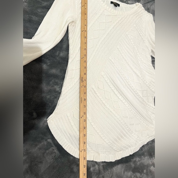 Cupio Sweater Ivory White Geo Raised Pattern Cotton Blend Stretch Sz M - Picture 9 of 9